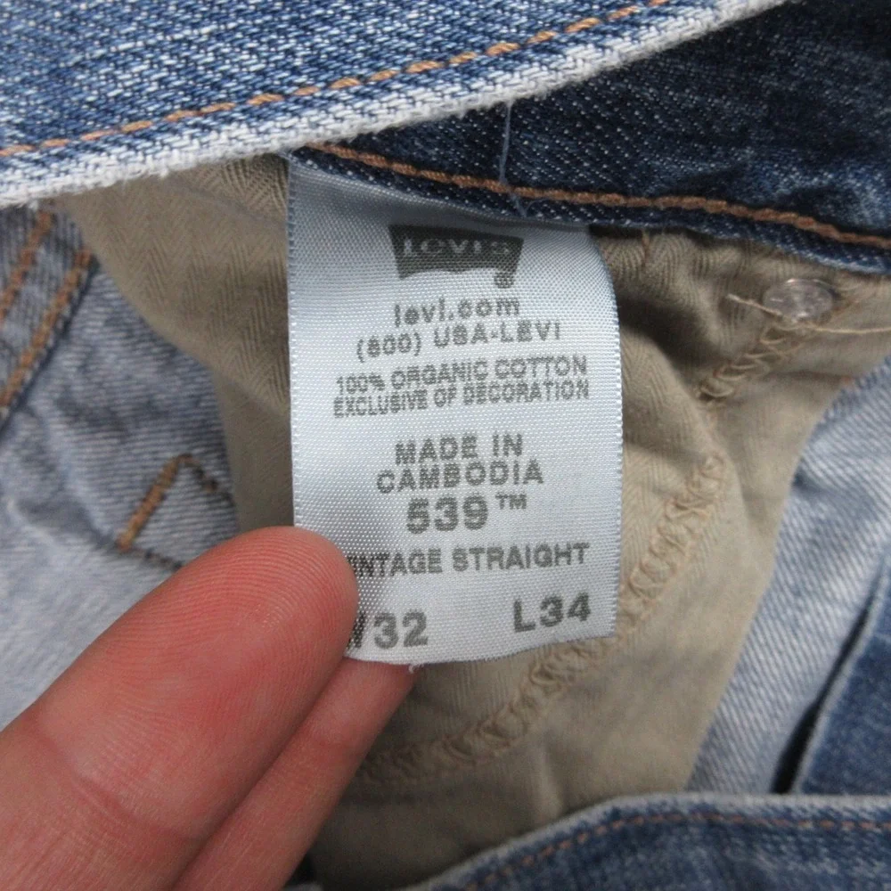 Levis Jeans Mens 32x34 Blue 539 Vintage Straight Faded Eco Y2K Organic Denim